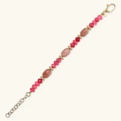 Bracciale in Argento 925 placcato Oro Giallo 18Kt con Rondelle Lavorate e Pietre Naturali Taglio Barilotto