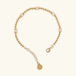 Bracciale in Argento 925 Placcato Oro Giallo 18kt con Piccole Sfere e Punti Luce in Cubic Zirconia