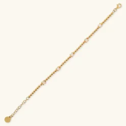 Bracciale in Argento 925 Placcato Oro Giallo 18kt con Piccole Sfere e Punti Luce in Cubic Zirconia