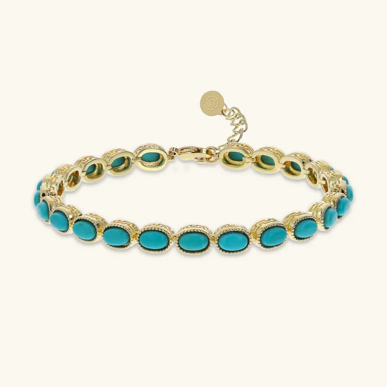 Bracciale Lavorato con Pietra Naturale Turchese