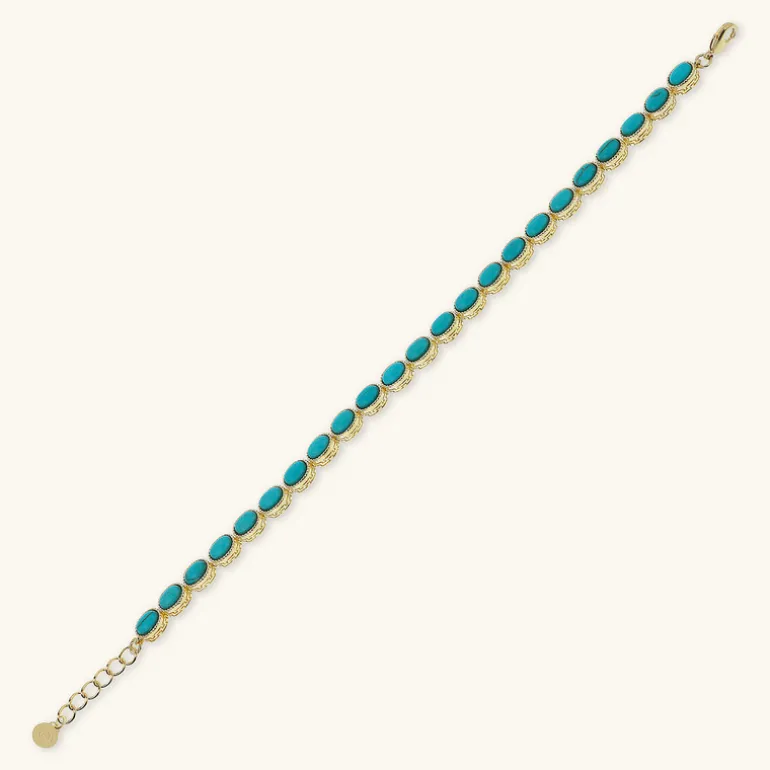 Bracciale Lavorato con Pietra Naturale Turchese