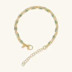 Bracciale Multifilo Catena Forzatina Allungata e Pietre Naturali Sfaccettate