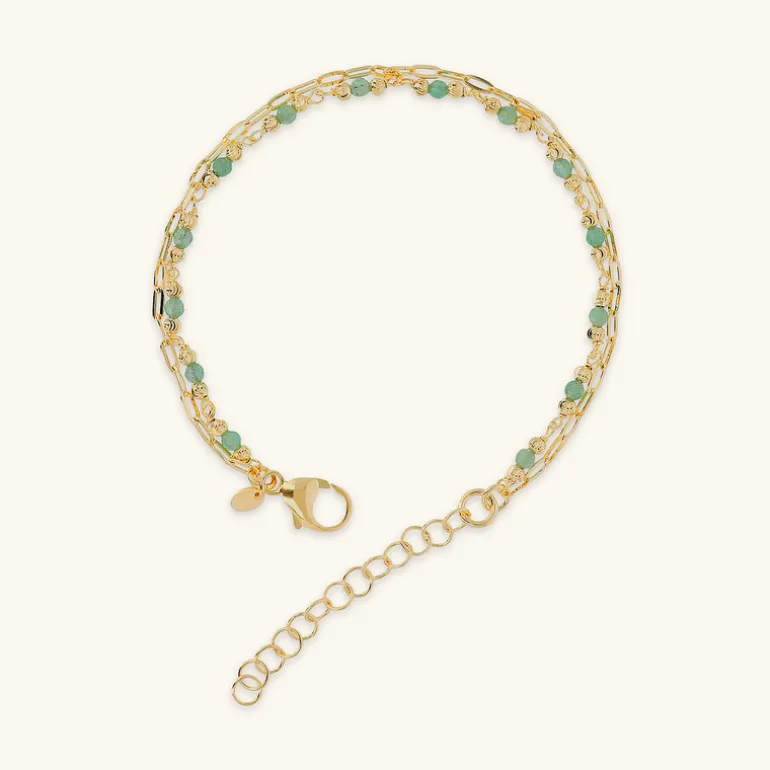 Bracciale Multifilo Catena Forzatina Allungata e Pietre Naturali Sfaccettate