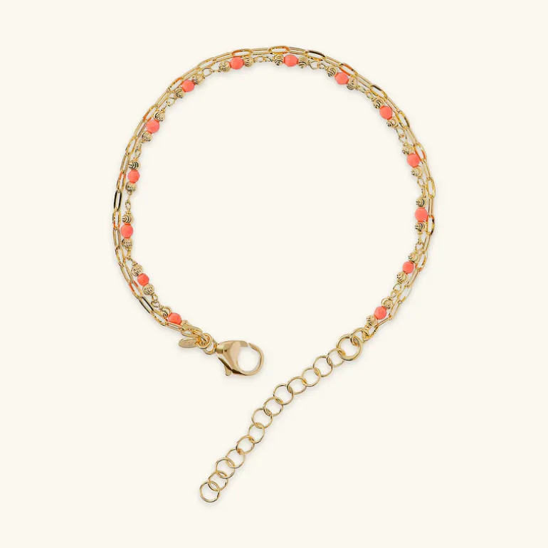 Bracciale Multifilo Catena Forzatina Allungata e Pietre Naturali Sfaccettate