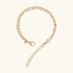 Bracciale Multifilo Catena Forzatina Allungata e Pietre Naturali Sfaccettate