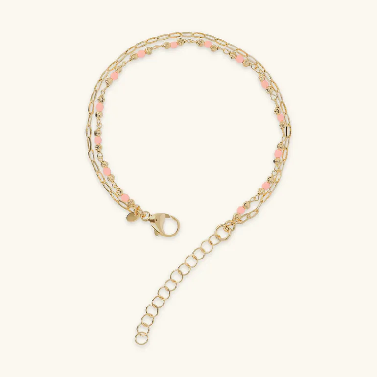 Bracciale Multifilo Catena Forzatina Allungata e Pietre Naturali Sfaccettate