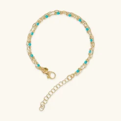 Bracciale Multifilo Catena Forzatina Allungata e Pietre Naturali Sfaccettate