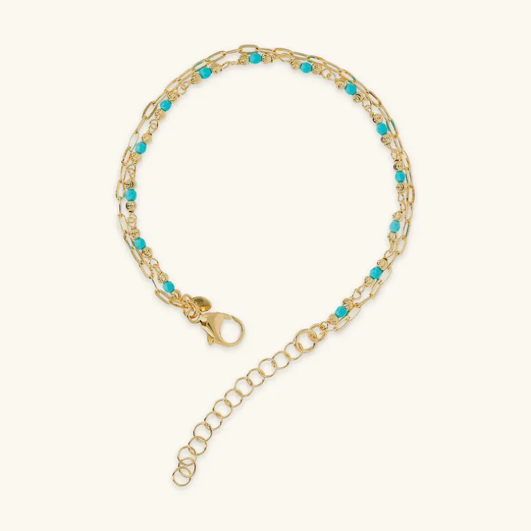 Bracciale Multifilo Catena Forzatina Allungata e Pietre Naturali Sfaccettate