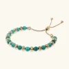 Bracciale Regolabile con Rondelle Martellate e Pietra Naturale Magnesite Sfaccettata
