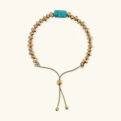 Bracciale Regolabile con Rondelle Martellate e Pietra Naturale Magnesite