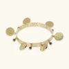 Bracciale Rigido con Pendenti Moneta ed Ematite Grigia