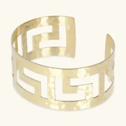 Bracciale Rigido Martellato con Greca Traforata