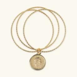 Bracciale Rigido Multifilo con Ciondolo Moneta Originale