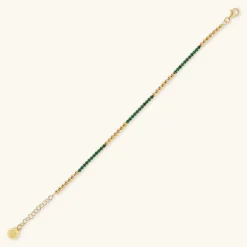 Bracciale Tennis Misto in Argento 925 Placcato Oro Giallo 18kt con Piccole Sfere e Cubic Zirconia