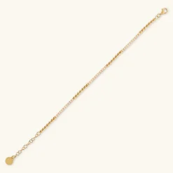Bracciale Tennis Misto in Argento 925 Placcato Oro Giallo 18kt con Piccole Sfere e Cubic Zirconia