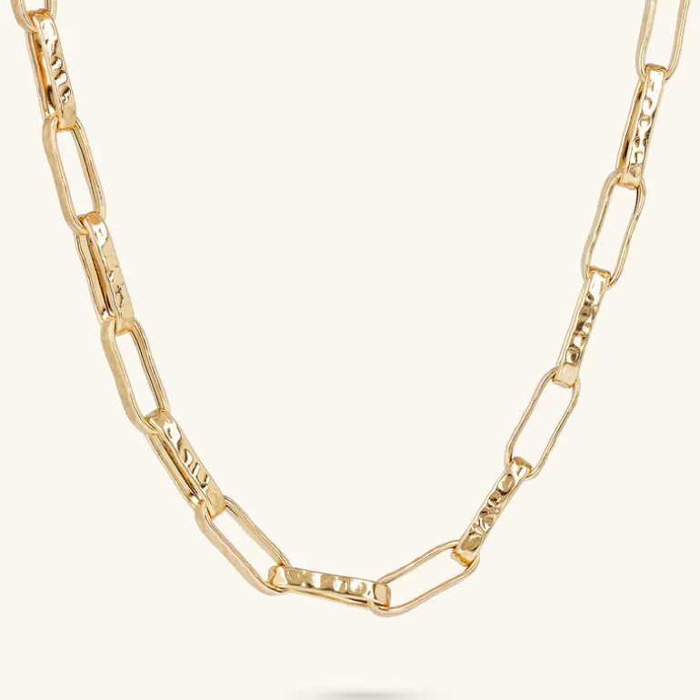 Collana Catena Forzatina Paperclip Martellata