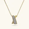 Collana Catena Forzatina con Pendente a Incrocio in Pavé di Cubic Zirconia