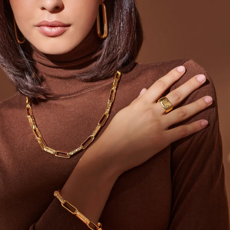 Collana Catena Forzatina Paperclip Martellata