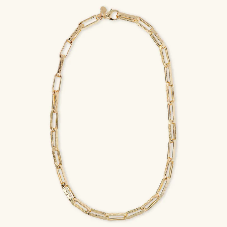 Collana Catena Forzatina Paperclip Martellata
