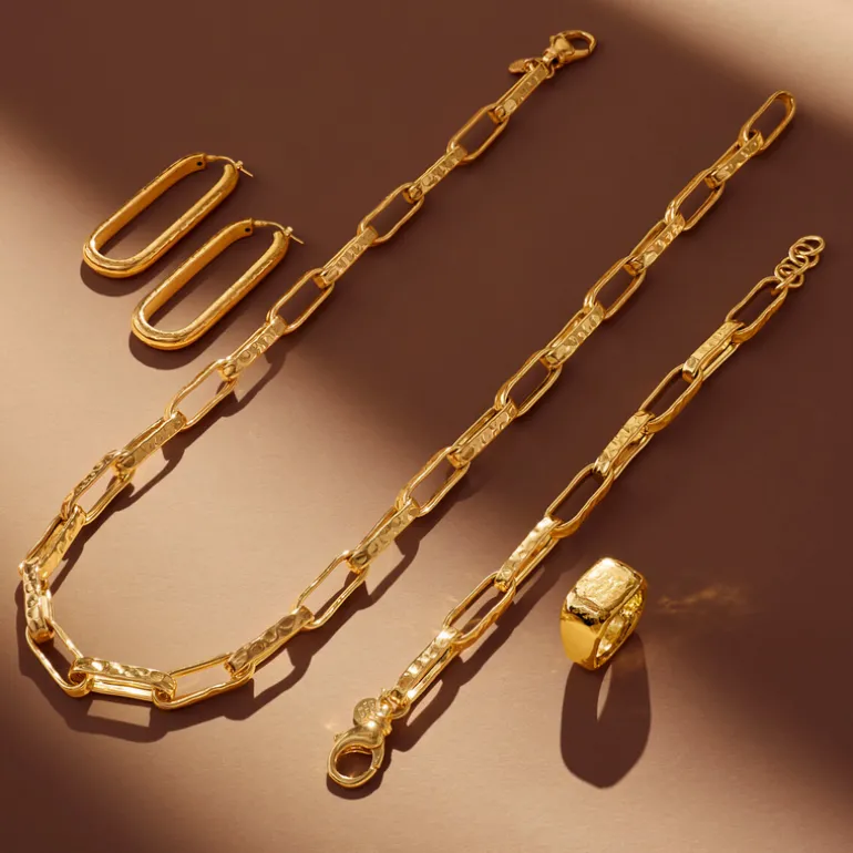 Collana Catena Forzatina Paperclip Martellata