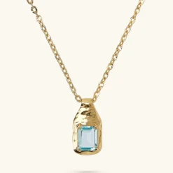 Collana Catena Forzatina con Pendente Martellato e Pietra Naturale