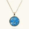 Collana Catena Rolo Diamantata con Pendente Tondo in Pietra Naturale Magnesite