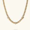 Collana Girocollo Catena Bizantina con Rondelle in Pavé di Cubic Zirconia