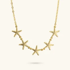 Collana Girocollo Catena Forzatina con Stelle di Mare Martellate