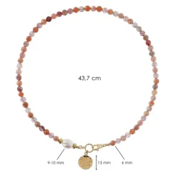 Collana Girocollo con Pietre Naturali Pendente Martellato e Perla Barocca Bianca d'Acqua Dolce Ø 9/10 mm