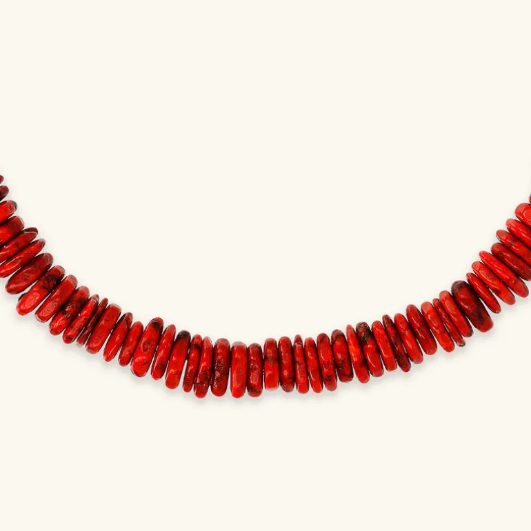 Collana Girocollo in Argento 925 Placcata Oro Giallo 18kt con Rondelle in Pietra Naturale