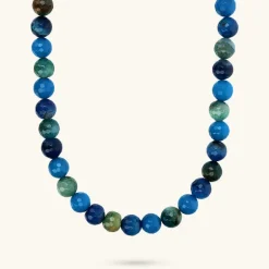 Collana Girocollo in Argento 925 placcato Oro Giallo 18Kt con Pietra Naturale Agata Sfaccettata