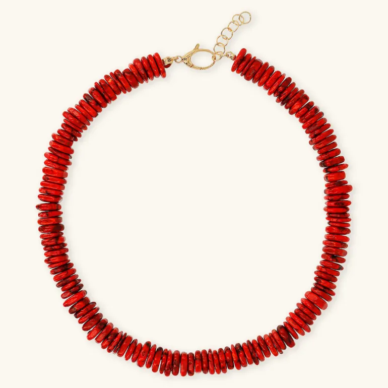 Collana Girocollo in Argento 925 Placcata Oro Giallo 18kt con Rondelle in Pietra Naturale