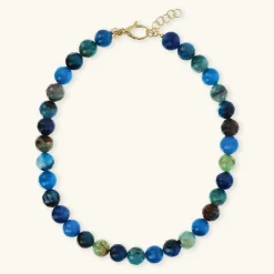 Collana Girocollo in Argento 925 placcato Oro Giallo 18Kt con Pietra Naturale Agata Sfaccettata