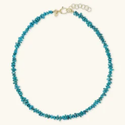 Collana Girocollo in Argento 925 placcato Oro Giallo 18Kt con Pietre Naturali di Turchese