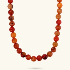 Collana Girocollo in Argento 925 placcato Oro Giallo 18Kt con Pietra Naturale Agata Sfaccettata
