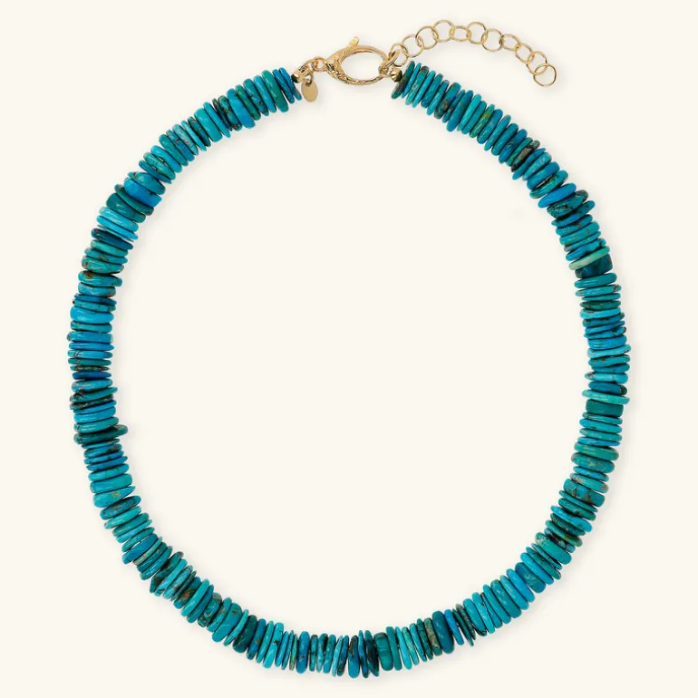 Collana Girocollo in Argento 925 Placcata Oro Giallo 18kt con Rondelle in Pietra Naturale