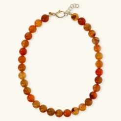Collana Girocollo in Argento 925 placcato Oro Giallo 18Kt con Pietra Naturale Agata Sfaccettata
