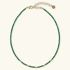 Collana Girocollo in Argento 925 placcato Oro Giallo 18kt con Sfere Golden e Pietra Naturale Quarzite