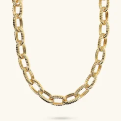 Collana Girocollo Maglie Ovali Texture Rigata