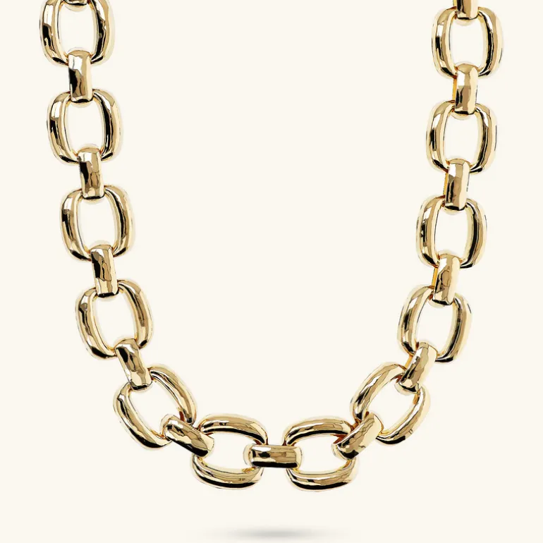 Collana Girocollo Maxi Maglie Quadrate Martellate