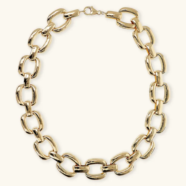 Collana Girocollo Maxi Maglie Quadrate Martellate