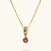 Collana in Argento 925 Placcata Oro Giallo 18kt con Ciondolo Traforato e Pietra Naturale