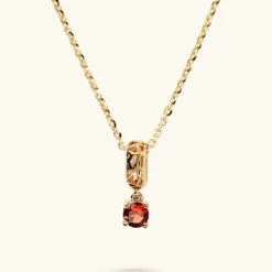 Collana in Argento 925 Placcata Oro Giallo 18kt con Ciondolo Traforato e Pietra Naturale