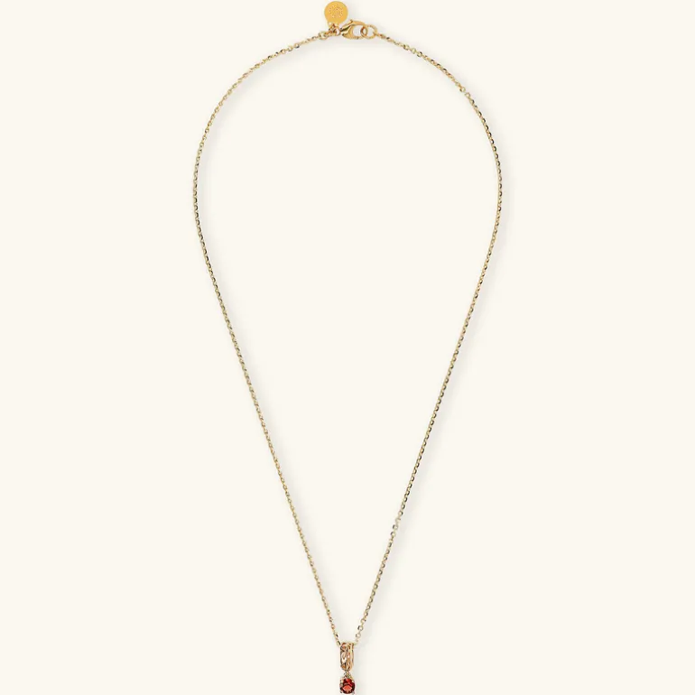 Collana in Argento 925 Placcata Oro Giallo 18kt con Ciondolo Traforato e Pietra Naturale
