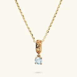 Collana in Argento 925 Placcata Oro Giallo 18kt con Ciondolo Traforato e Pietra Naturale