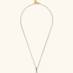 Collana in Argento 925 Placcata Oro Giallo 18kt con Ciondolo Traforato e Pietra Naturale