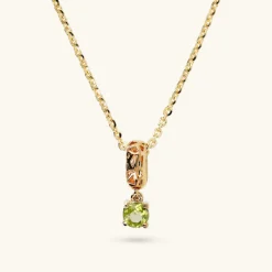 Collana in Argento 925 Placcata Oro Giallo 18kt con Ciondolo Traforato e Pietra Naturale