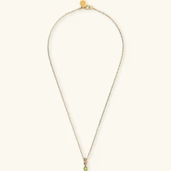 Collana in Argento 925 Placcata Oro Giallo 18kt con Ciondolo Traforato e Pietra Naturale