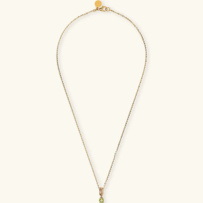 Collana in Argento 925 Placcata Oro Giallo 18kt con Ciondolo Traforato e Pietra Naturale