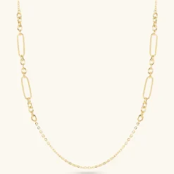 Collana Lunga Catena Rolo con Station di Maglie Alternate